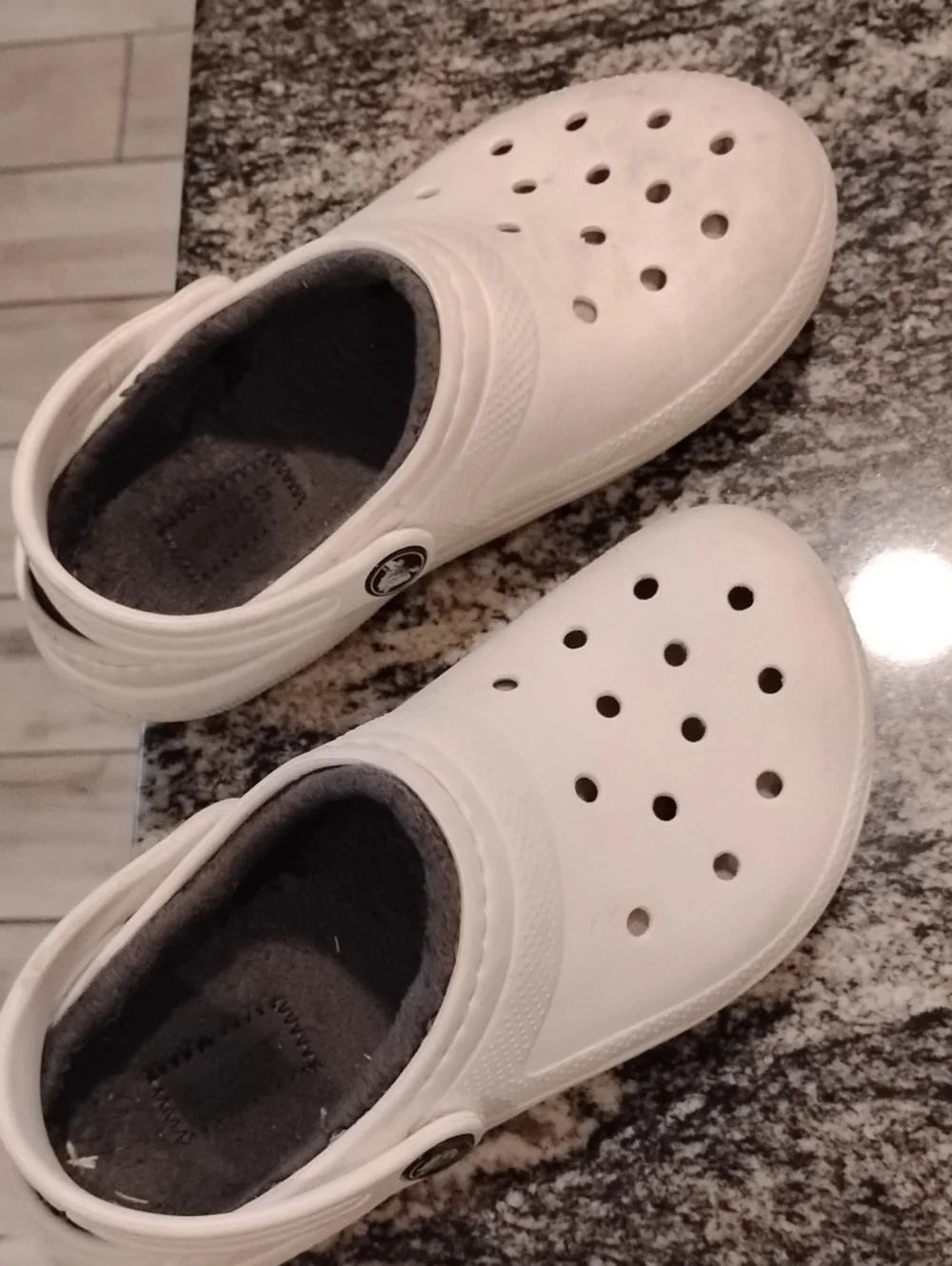 CROCS Kids White Classic Clog with Gray Lining